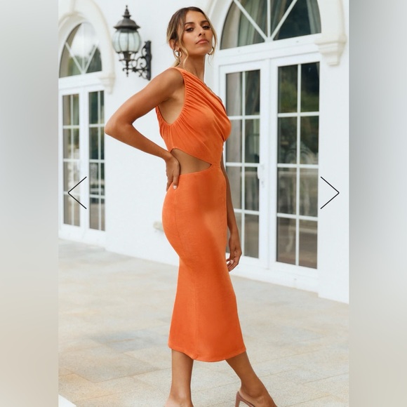 Hello Molly Block It Out Midi Dress Orange US8 - Picture 3 of 5